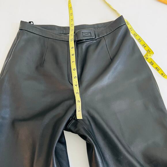 Jacqueline Ferrar Leather High Rise Straight Leg Pants Size 8 Black - Picture 6 of 8